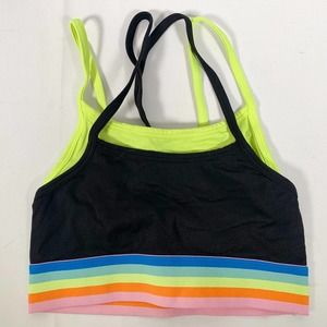 Fabletics Black Rainbow Womens S Sports Bra Workout Gym Athleisure